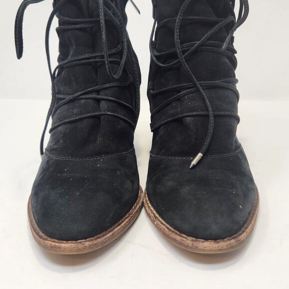 Sam Edelman Women Millard Black Leather Ankle Boot Bootie Size 7 M Zip Heeled - Picture 3 of 10